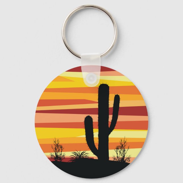 Porte-clés Coucher de soleil géométrique dans le désert (Recto)