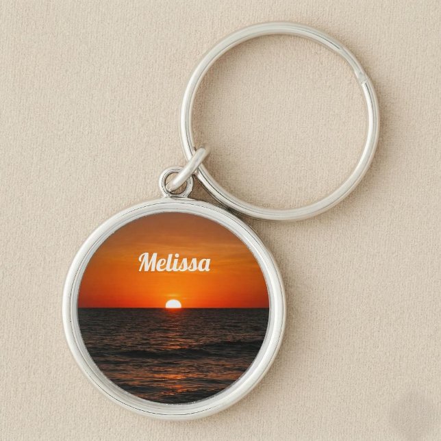 Porte-clés Coucher de soleil Océan Nom personnalisé (Créateur téléchargé)