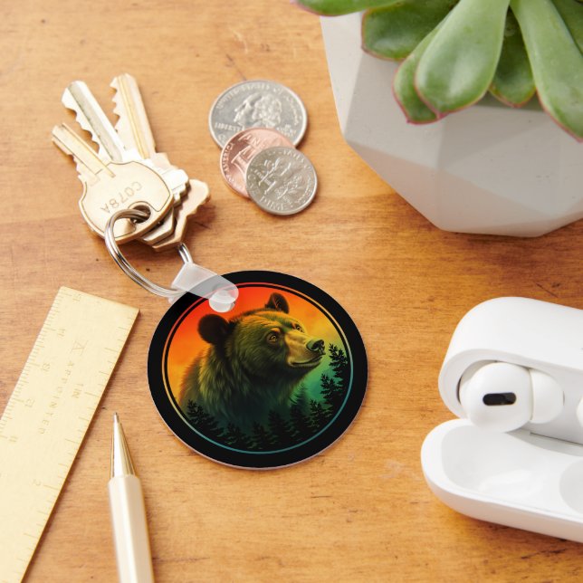 Porte-clés Coucher de soleil ours nature animal faune (Bureau)