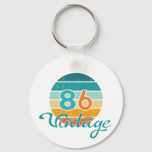 Porte-clés Coucher de soleil rétro 86 en détresse vintage