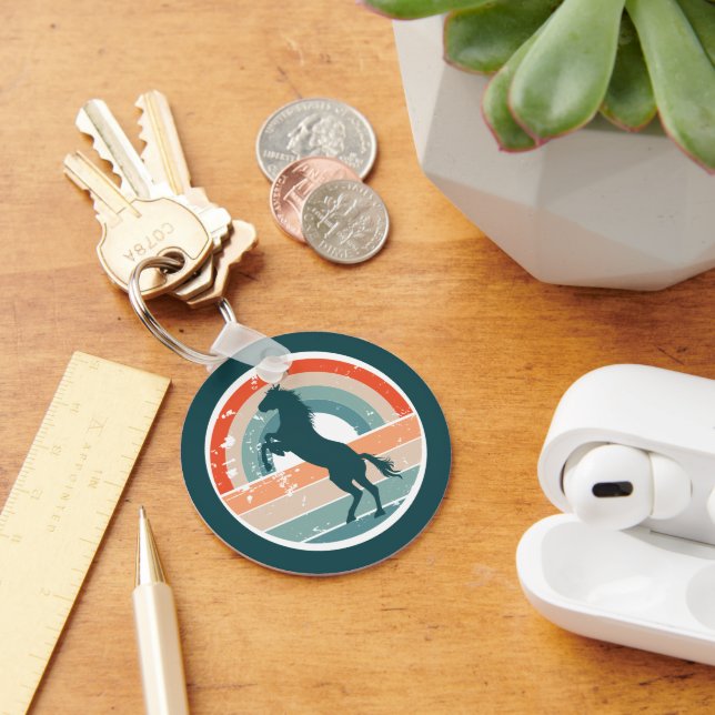 Porte-clés Coucher de soleil rétro du Cheval Bleu (Bureau)