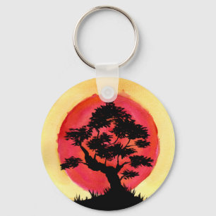 Porte-clés Coucher de soleil sur Bonsaï