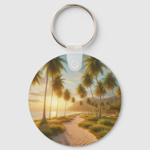 Porte-clés coucher de soleil sur la plage des Caraïbes/tropic