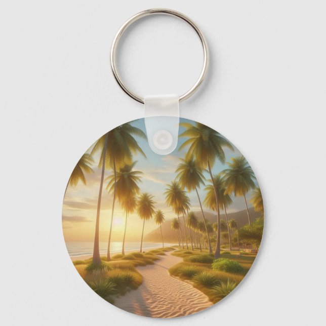 Porte-clés coucher de soleil sur la plage des Caraïbes/tropic (Recto)