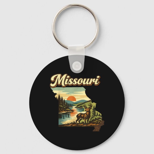 Porte-clés Coucher de soleil sur l'État du Missouri Rivière a (Recto)