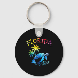 Porte-clés Coucher de soleil sur un palmier de Floride tortue