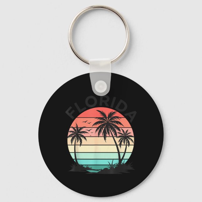 Porte-clés Coucher de soleil tropical d'été avec palmier vint (Recto)