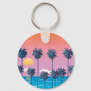Porte-clés Coucher de soleil tropical : Illustration de plage
