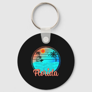 Porte-clés Coucher de soleil tropical sur un palmier vintage