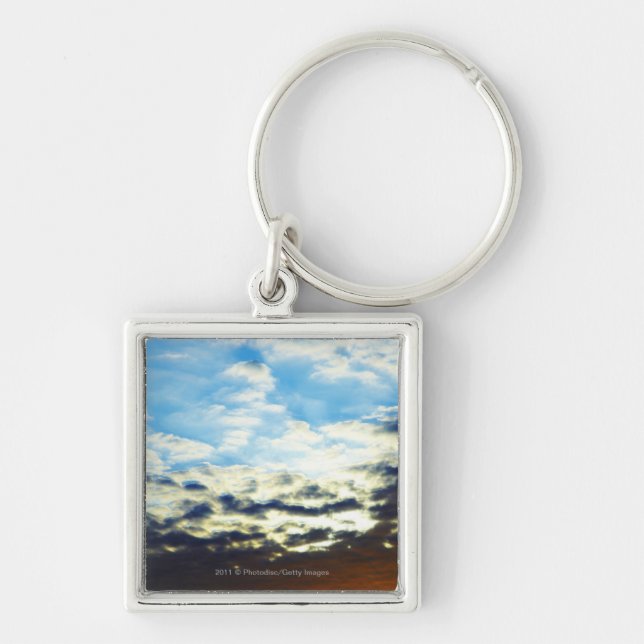 Porte-clés Coucher du soleil bleu orange rouge avec des (Devant)
