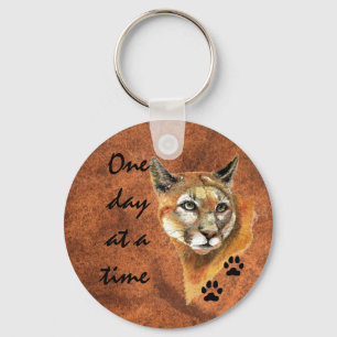 Porte-clés Cougar Puma Mountain Lion "One day at a Time"