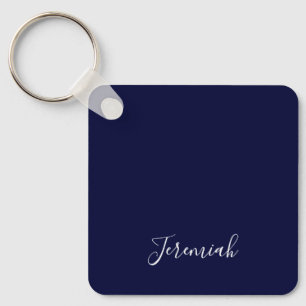 Porte-clés Couleur bleu marine Calligraphie moderne simple pr