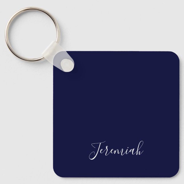 Porte-clés Couleur bleu marine Calligraphie moderne simple pr (Recto)
