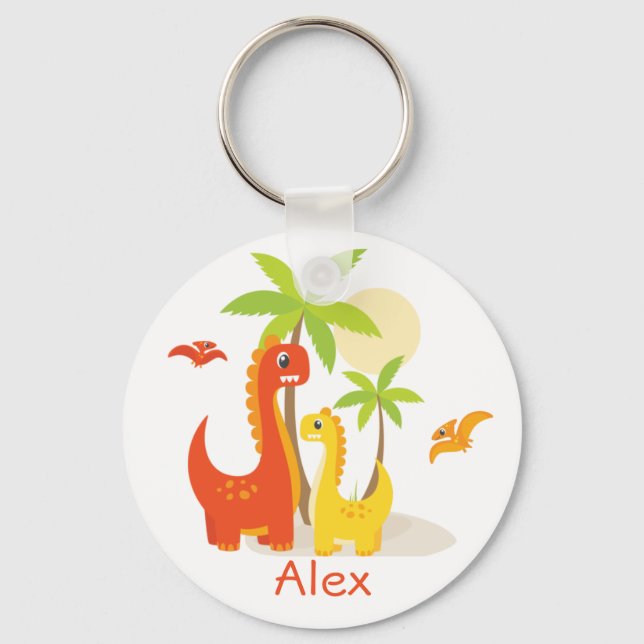 Porte-clés Couleur Cute Dinosaures Enfants Personnalisé (Recto)