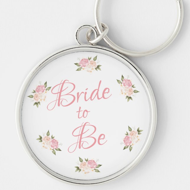 Porte-clés Couleur d'aquarelle du script de florale rose (Devant)