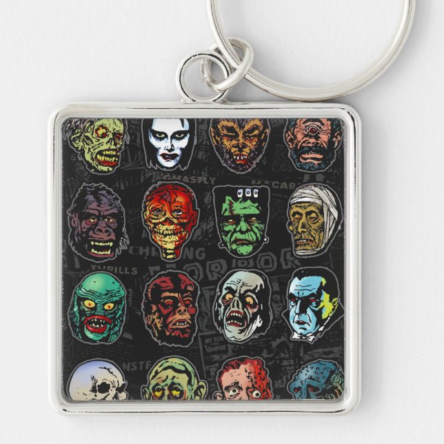 Porte-clés couleur de masques de monstres (Devant)
