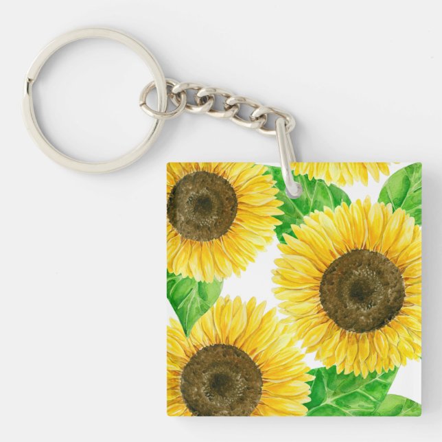 Porte-clés Couleur d'eau des fleurs de soleil (Devant)