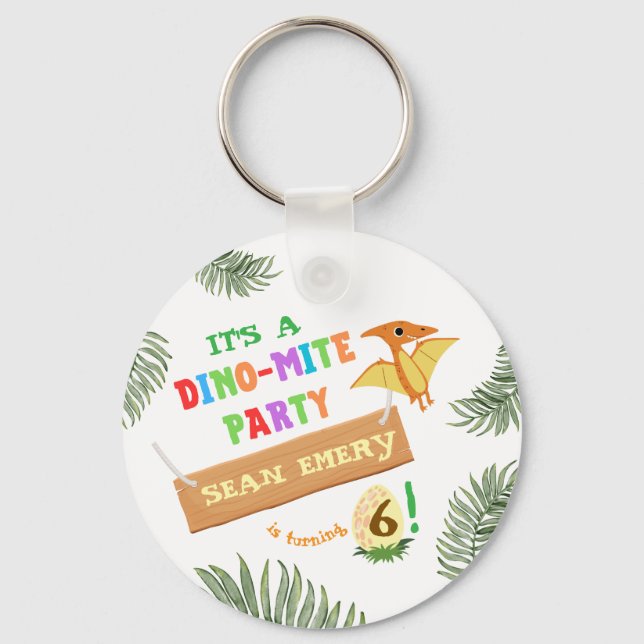 Porte-clés Couleur du ciel : Anniversaire de Dinosaure (Recto)