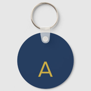 Porte-clés Couleur Or & Bleu Monogramme Initial Professionnel