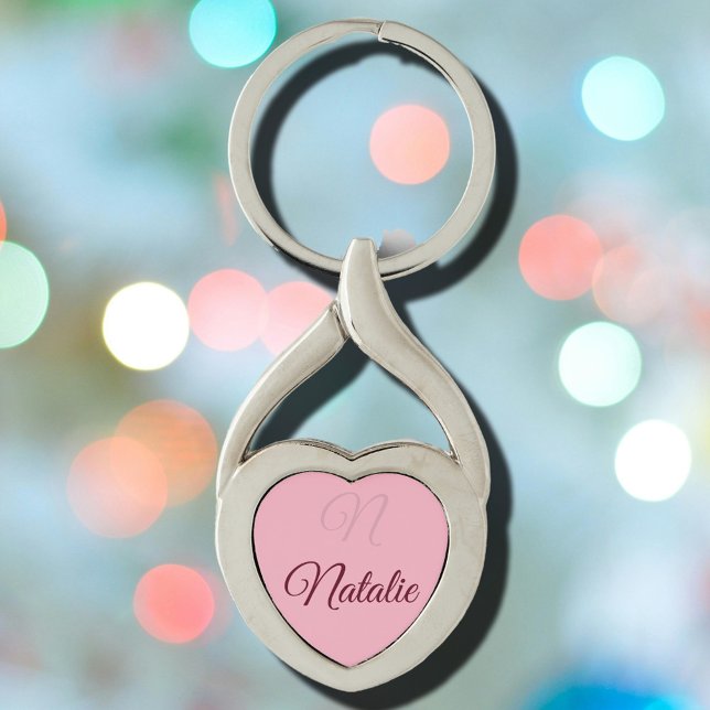 Porte-clés Couleur rose pastel monogrammée (Créateur téléchargé)