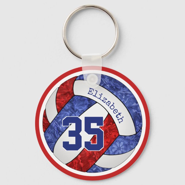 Porte-clés couleur rouge bleu blanc de l'équipe volleball per (Recto)