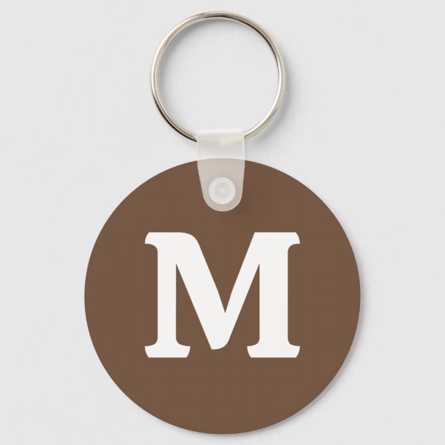 Porte-clés Couleur solide Brown café | Monogramme (Recto)