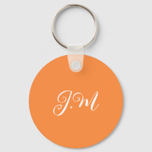 Porte-clés Couleur unie orange avec monogramme initiales pour