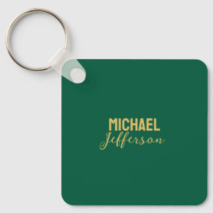 Porte-clés Couleur verte or élégante moderne minimaliste nom