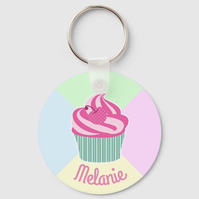 Porte-clés Couleurs de Cupcake et Pastel rose Cute Personnali (Recto)