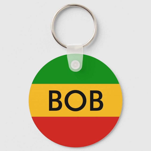 Porte-clés COULEURS DE DRAPEAU RASTAFARI + votre nom et vos i (Recto)