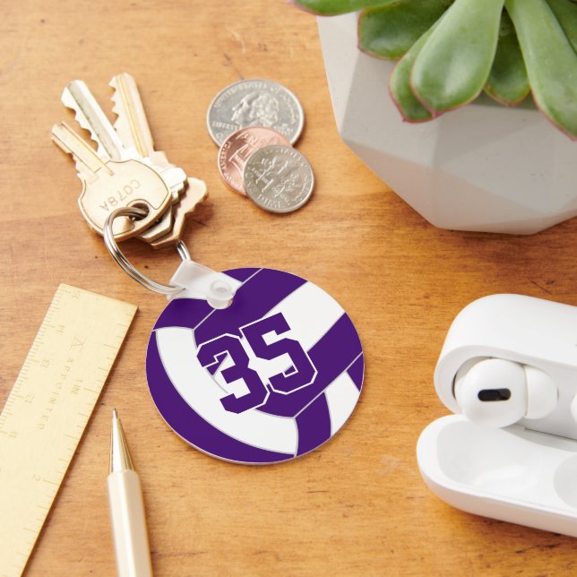 Porte-clés Couleurs de l'équipe de volley-ball blanc violet (Bureau)