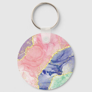 Porte-clés Couleurs Pastel Marbre Pailleté Or