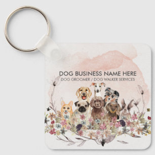 Porte-clés Couleurs pastel rose aquarelle chien promeneur de