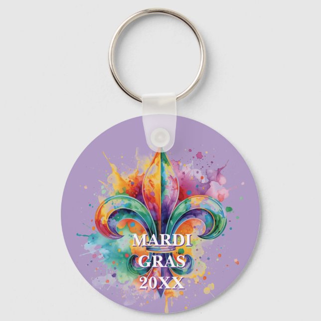 Porte-clés Couleurs personnalisées de Mardi Gras (Recto)