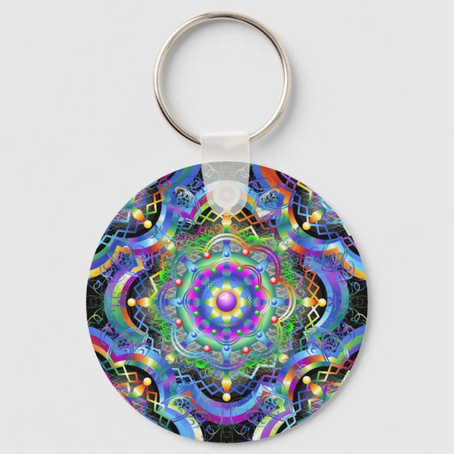 Porte-clés Couleurs psychédéliques Universe Mandala (Recto)