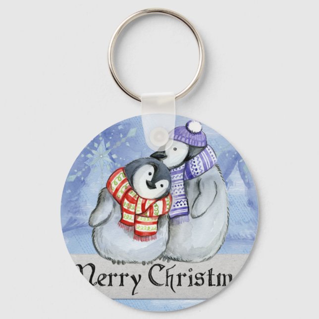 Porte-clés Coupe-couple de pingouins hugging (Recto)