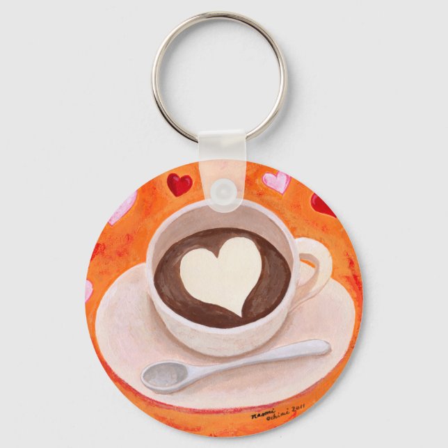 Porte-clés Coupe de café avec coeur (Recto)