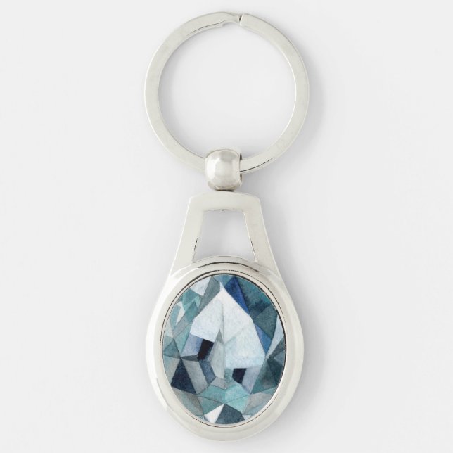 Porte-clés Coupe de diamant brillant look bleu gris design (Devant)