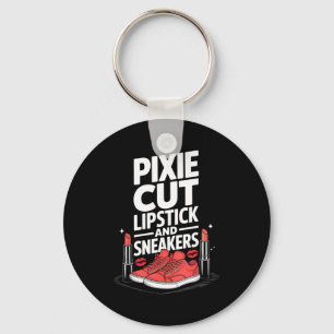 Porte-clés Coupe pixie rouge à lèvres et baskets style de che