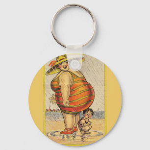 Porte-clés Couple antique amusant sur la plage, curiosité