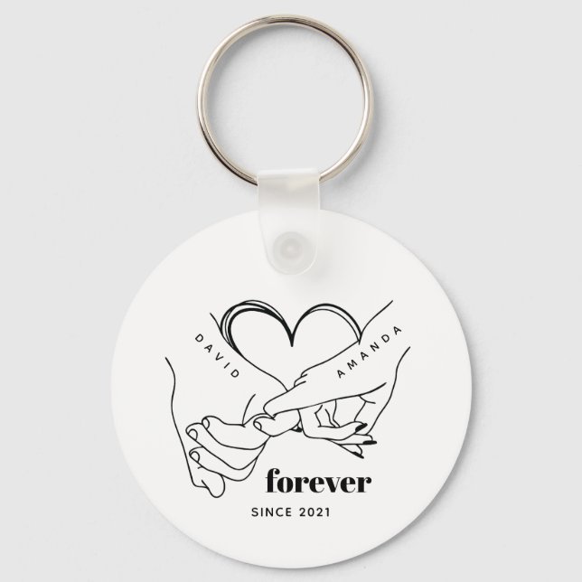Porte-clés Couple avec le nom Custom Anniversary Idée cadeau (Recto)