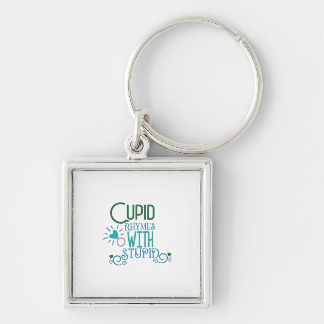 Porte-clés Couple Cadeau Rhymes Cupides Avec Stupide (Devant)