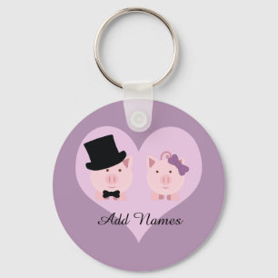 Porte-clés Couple de cochon mignon