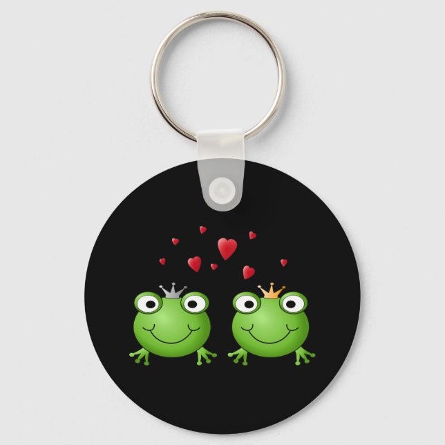 Porte-clés Couple de grenouille avec le coeur. (Recto)