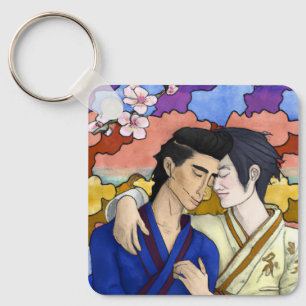 Porte-clés Couple Gay Dans Le Style De L'Art Japonais Ukiyo-e