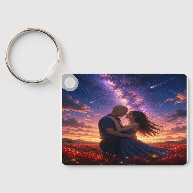Porte-clés Couple Romantique sous le Ciel Étoilé d (Verso)