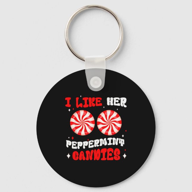 Porte-clés Couples Matching Christmas I Like Her Peppermint C (Recto)