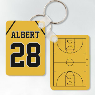 Porte-clés Cour de Basket-Ball Jaune et Noir Personnalisé et