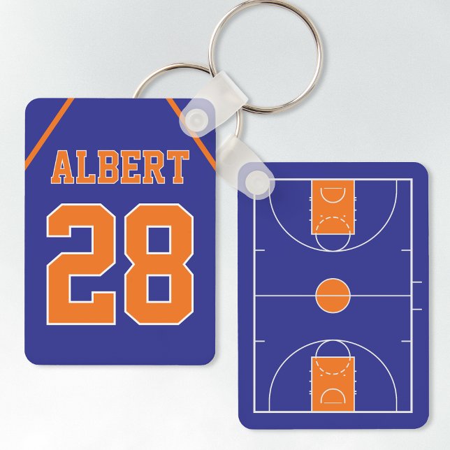 Porte-clés Cour de Basket Bleu et Orange sur mesure et Jersey (Créateur téléchargé)