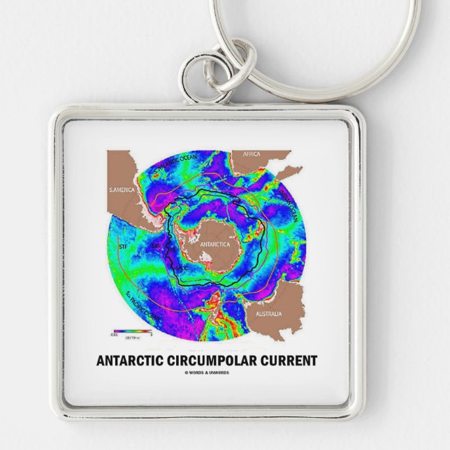 Porte-clés Courant circompolaire antarctique (carte actuelle (Devant)